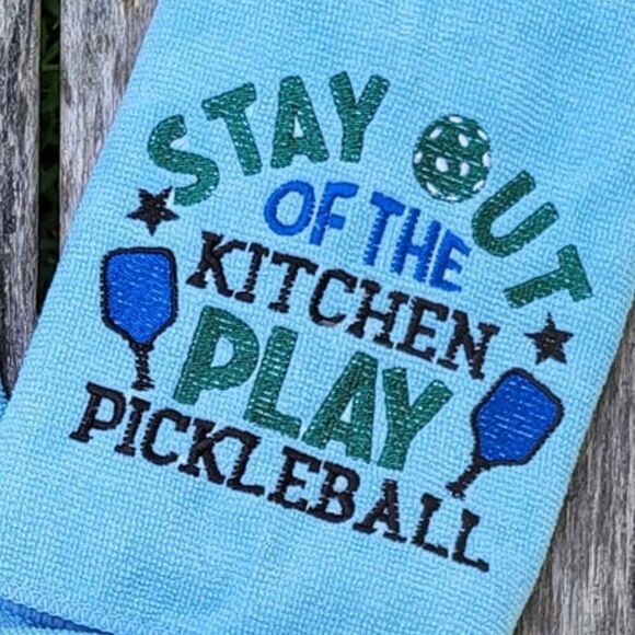 Pickleball Towels Happy People Play Let Me DINK about it Stay Out of the kitchen - Picture 3 of 4